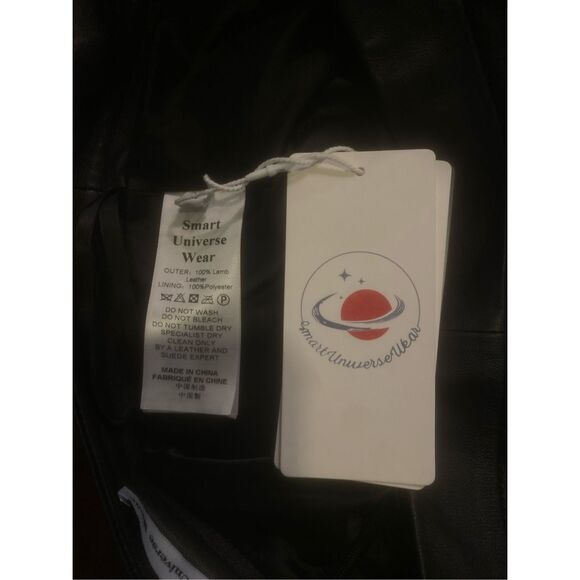 Smart Universe Wear Women’s Black Lamb Leather Studded Flared Skirt Medium NWT - Picture 6 of 8